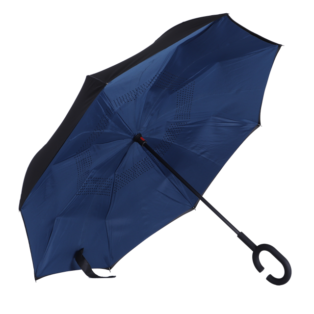 Wholesale C-handle 2 layer canopy automatic invert reverse car umbrella sunshade umbrella