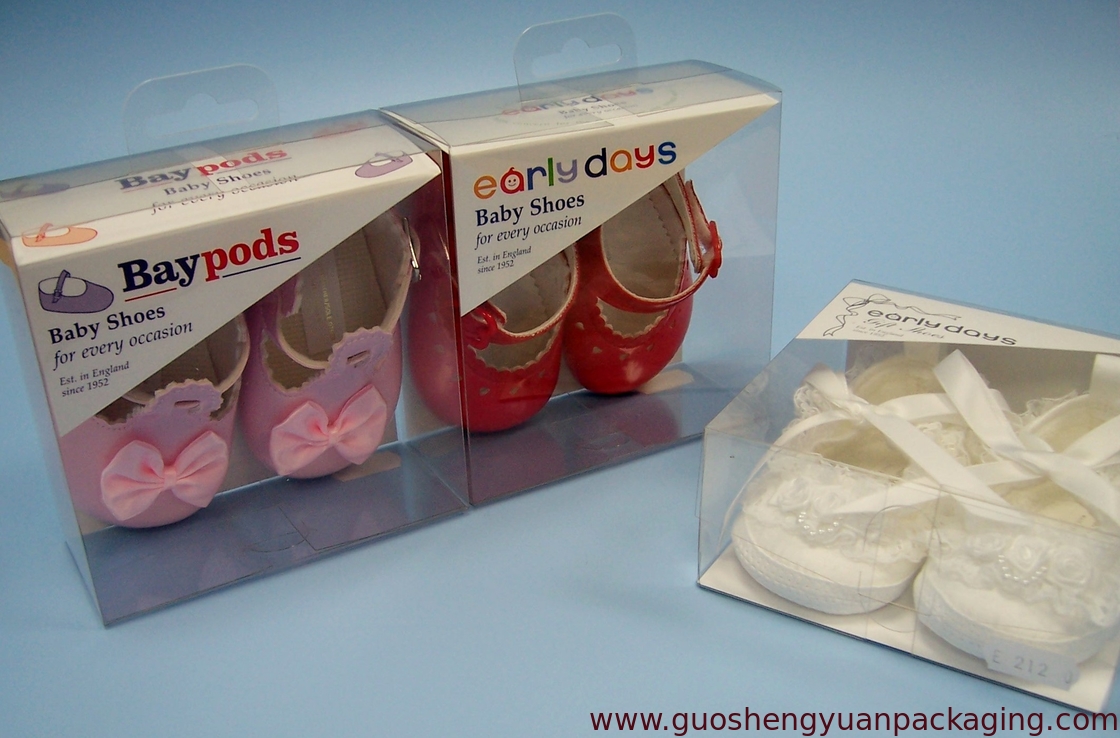 plastic box for baby shoe packaging and other baby product in customized size