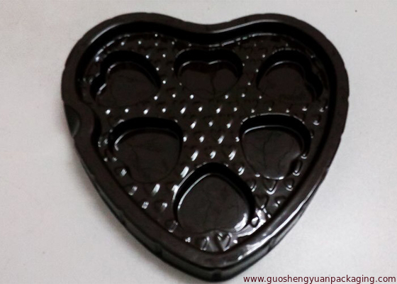 China plastic love shape chocolate box black food tray  blister tray packaging tray