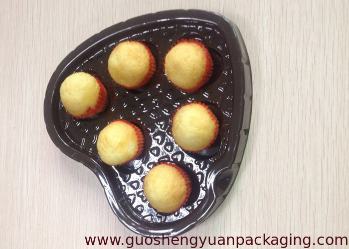 China plastic love shape chocolate box black food tray  blister tray packaging tray