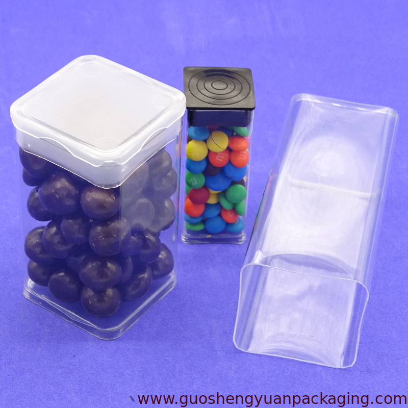 China Factory Extrusion Plastic clear round tube extrusion tube end with black cap round cylinder for packaging candy